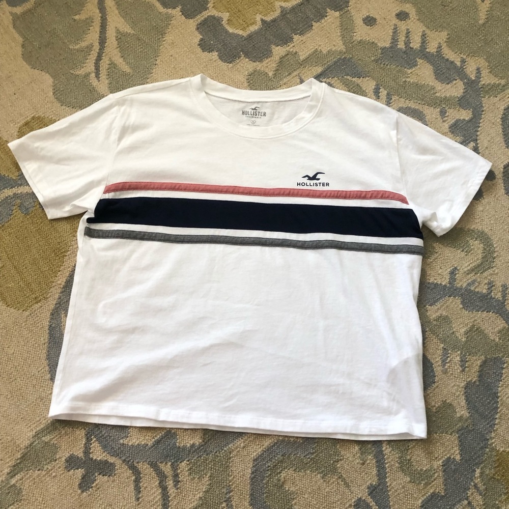 Hollister striped crop tee shirt